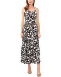 Vince Camuto - Printed Square-neck Smocked-back Maxi Dress - Lyst
