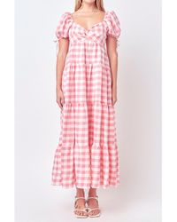 English Factory - Knotted Gingham Dress - Lyst