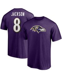 Fanatics - Lamar Jackson Baltimore Ravens Player Icon Name And Number T-shirt - Lyst