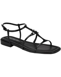 Calvin Klein - Sindy Square Toe Strappy Flat Sandals - Lyst