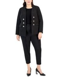 Tahari - Plus Size Ponte Faux Double Breasted Blazer Sweater T Shirt Front Seamed Pants - Lyst