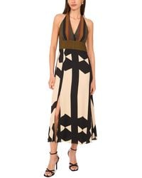Vince Camuto - Mixed-print V-neck Maxi Halter Dress - Lyst