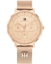 Tommy Hilfiger - Multifunction Tone Stainless Steel Mesh Bracelet Watch - Lyst