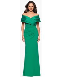 Betsy & Adam - Off-the-shoulder Colorblocked Gown - Lyst