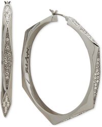 Karl Lagerfeld - Medium Pave Geometric Hoop Earrings - Lyst