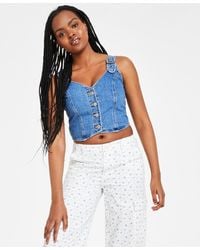 Levi's - Charlie Fitted Denim V-neck Cropped Top - Lyst