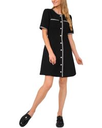 Cece - Tweed Short-sleeve Button-front Shift Dress - Lyst