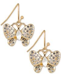 Patricia Nash - Gold-tone Crystal Butterfly Drop Earrings - Lyst