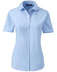 Lands' End - School Uniform Short Sleeve Peter Pan Collar Broadcloth Shirt - Lyst