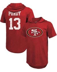 Majestic - Threads Brock Purdy San Francisco 49ers Player Name And Number Tri-blend Short Sleeve Hoodie T-shirt - Lyst