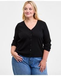 On 34th - Trendy Plus Ribbed Button-front Cardigan - Lyst