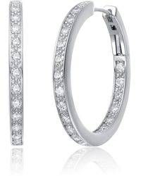 Genevive Jewelry - Sterling Silver Gold And 14k Gold Plated Cubic Zirconia Hoop Earrings - Lyst