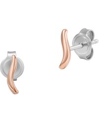Skagen - Essential Waves Rose Gold-tone Stainless Steel Stud Earrings - Lyst