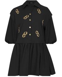 Nocturne - Embroidered Balloon Sleeve Dress - Lyst