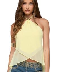 Edikted - Chiffon Split Open Back Halter Top - Lyst
