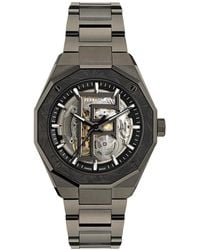 Ferragamo - Swiss Automatic Edge Skeleton Gunmetal Ion Plated Bracelet Watch 42mm - Lyst
