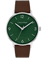 Calvin Klein - Modern Brown Leather Watch 42mm - Lyst