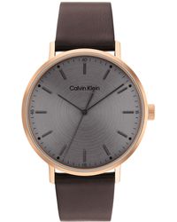 Calvin Klein - Leather Strap Watch 42mm - Lyst