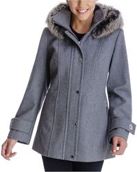 faux fur hooded wool car coat london fog