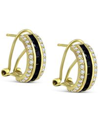 Giani Bernini Black & White Cubic Zirconia Extra Small Hoop Earrings In 18k Gold-plated Sterling Silver, 0.5", Created For Macy's - Metallic