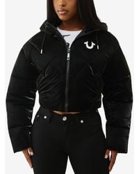 TRUE RELIGION - High Shine Foil Hooded Puffer Jacket - Lyst