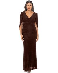 Betsy & Adam - Petite Capelet Metallic-knit Gown - Lyst