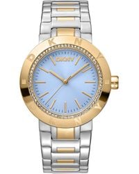 DKNY - Eastside Logo Light Blue Dial Gold Two-tone Stainless Steel Bracelet Watch 36mm - Lyst