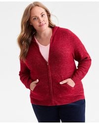 Style & Co. - Plus Size Zip-front Hooded Luxsoft Sweater - Lyst