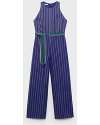Mango - Belt Striped Jumpsuit - Lyst