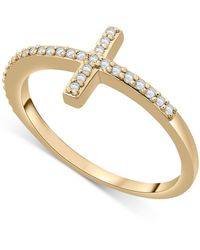 Wrapped in Love ? Diamond East-west Cross Ring (1/8 Ct. T.w.) In 14k White Or Yellow Gold, Created For Macy's - Metallic