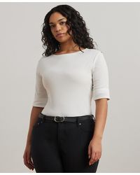 Ralph Lauren - Plus Size Cotton-blend Boatneck Top - Lyst