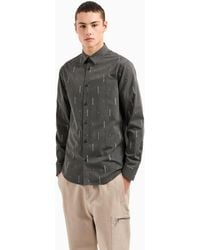 ARMANI EXCHANGE - | Slim-fit Striped Logo Print Long Sleeve Button-front Shirt - Lyst