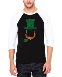 LA Pop Art - Raglan Baseball Leprechaun Word Art Graphic T-shirt - Lyst