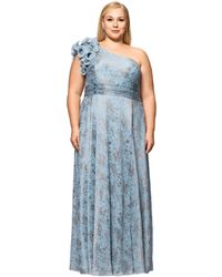 Xscape - Plus Size Micro-pleat One-shoulder Gown - Lyst