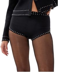Nasty Gal - Knitted Western Stud Detail Shorts - Lyst