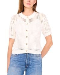 Cece - Texture Mesh Short-sleeve Cardigan - Lyst