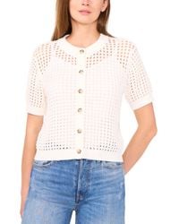 Cece - Texture Mesh Short-sleeve Cardigan - Lyst