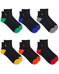 Polo Ralph Lauren - 6-pk. Performance Colored Heel Toe Quarter Socks - Lyst