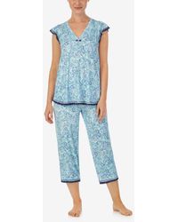 Ellen Tracy - Ruffle Sleeve Top And Crop Pants 2-pc. Pajama Set - Lyst