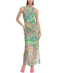 Donna Morgan - Printed Mesh-overlay Maxi Dress - Lyst