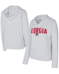 Concepts Sport - White/gray Georgia Bulldogs French Terry Striped V-neck Pullover Hoodie - Lyst