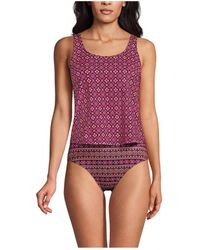 Lands' End - Chlorine Resistant One Piece Scoop Neck Fauxkini Swimsuit - Lyst