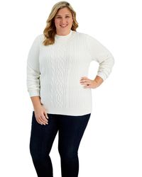 Karen Scott - Plus Size Cable-knit Mock-neck Sweater - Lyst
