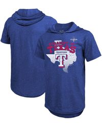 Majestic - Threads Texas Rangers 2023 World Series Champions Tri-blend Hoodie T-shirt - Lyst