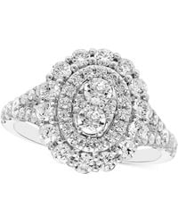 Macy's - Diamond Oval Shaped Halo Cluster Engagement Ring (1-1/2 Ct. T.w. - Lyst