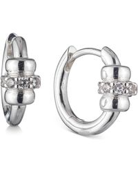 Ralph Lauren - Lauren Sterling Silver Small Pave Rondelle Bead Hoop Earrings - Lyst