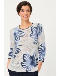 Olsen - Floral Ajour Knit Sweater - Lyst