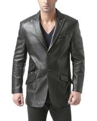 BGSD - Men Peaked Lapel Two-button Leather Blazer - Lyst