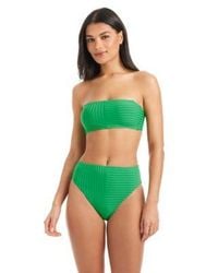 Sanctuary - Tie Back Bandeau Bikini Top Refresh Ribbed High Rise Swim Bottoms - Lyst
