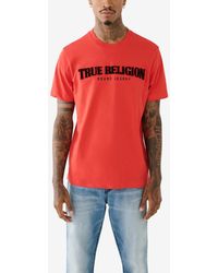 True Religion - Short Sleeve Pile Arch Logo T-shirt - Lyst